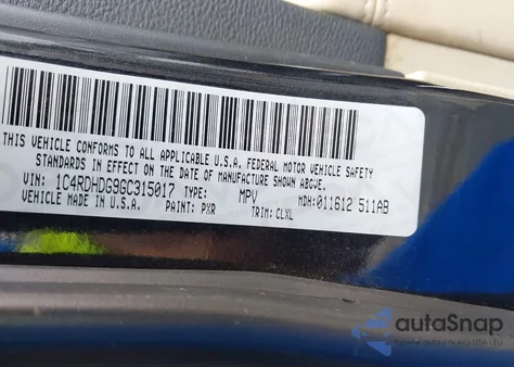 2016 Dodge Durango Limited из США, поврежденный, VIN 1C4RDHDG9GC315017